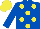 Silk - Royal blue, yellow dots, royal blue diamonds on yellow cap