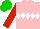 Silk - Pink, white diamond hoop, red sleeves, green cap