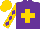 Silk - Purple, gold cross, purple diamonds on gold sleeves, gold cap
