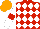 Silk - Red, white diamonds, sleeves, red armbands, orange cap