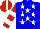 Silk - Blue, white stars, red sleeves, white hoops, red cap, white stripe