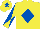 Silk - Yellow, royal blue diamond, diabolo on sleeves, royal blue star on cap