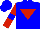Silk - Blue, red inverted triangle, blue hoop on red sleeves