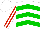 Silk - white, green chevrons, red and white striped sleeves