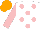 Silk - White, pink tartan spots, pink sleeves, orange cap