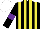 Silk - Black, yellow stripes, black sleeves, purple armbands, white cap