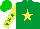 Silk - EMERALD GREEN, yellow star, yellow sleeves, emerald green stars, green cap