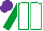 Silk - White, emerald green seams, emerald green sleeves, purple cap