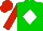 Silk - Green, white diamond, red sleeves, red cap