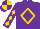 Silk - Purple, gold  diamond frame, gold diamonds on sleeves, purple and gold quartered cap