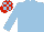 Silk - light blue, red cap, light blue check