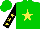 Silk - Green, yellow star, yellow stars on black sleeves Silk - Green, yellow star, yellow stars on black sleeves