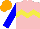 Silk - Pink, yellow chevron hoop, blue sleeves, orange cap