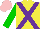 Silk - Yellow, purple crossbelts, green sleeves, pink cap