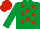 Silk - emerald green, red stars, red cap
