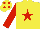 Silk - yellow, red star, red sleeves, yellow cap, red spots