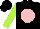 Silk - Black, pink cross, pink ball on lime green sleeves