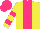 Silk - Yellow, hot pink panel, hot pink bars on sleeves, hot pink cap