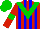 Silk - red  and blue stripes, green chevron and armbands, green cap