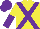 Silk - yellow, purple cross belts, halved sleeves and cap