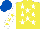 Silk - YELLOW, WHITE stars, WHITE sleeves, YELLOW stars, ROYAL BLUE cap
