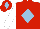 Silk - Red, light blue diamond, white sleeves, red cap, light blue diamond