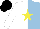 Silk - white and light blue halved, yellow star, black cap