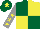 Silk - Dark green & yellow quartered, grey sleeves, yellow stars, dark green cap, yellow star