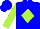 Silk - Blue,  lime green diamond, lime green sleeves