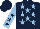 Silk - Dark blue, light blue stars, light blue sleeves, dark blue stars and cap