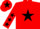 Silk - RED, black star & stars on sleeves, red cap, black star