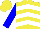 Silk - Yellow, white chevrons, blue sleeves, yellow cap