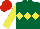 Silk - Dark green, yellow triple diamond and sleeves, red cap