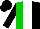 Silk - Green and black halved, white stripe, black sleeves, black cap