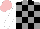 Silk - Grey, black checks, white sleeves, pink cap
