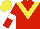 Silk - Red, yellow chevron, white armbands, yellow cap
