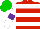 Silk - Red, white rings and sleeves, purple hoop, green cap