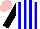 Silk - White, blue stripes, black sleeves, pink cap