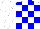 Silk - White, blue checked, white sleeves, white cap
