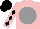 Silk - Pink, grey disc, black diamonds on pink sleeves, black cap