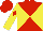 Silk - Red and yellow diagonal quarters, yellow and red diamond sleeves