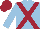 Silk - light blue, maroon cross sashes, maroon cap