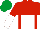 Silk - red and white halved horizontally, red braces, red and white halved sleeves, emerald green cap
