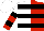 Silk - White and red halves, black hoops, black bars on white and red halved slvs