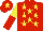 Silk - Red, yellow stars, yellow & red halved sleeves, red cap, yellow star