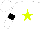 Silk - White, chartreuse star, black armlets on sleeves