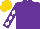 Silk - Purple, purple and white diamonds on sleeves, gold cap