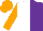 Silk - white and purple halved, orange sleeves, orange cap