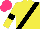 Silk - Yellow, black right sash, armband, hot pink cap
