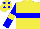 Silk - Yellow body, blue hoop, blue arms, yellow armlets, yellow cap, blue spots